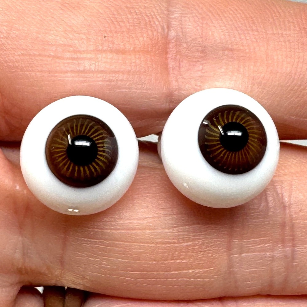 Vintage Antique 12mm Brown Glass Globe Doll Eyes German Kais Blown Glass Repair